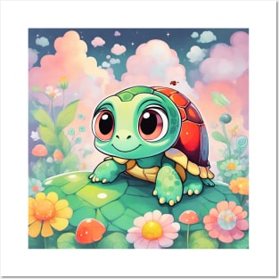 Turtle Princess in Pastel Wonderland Posters and Art